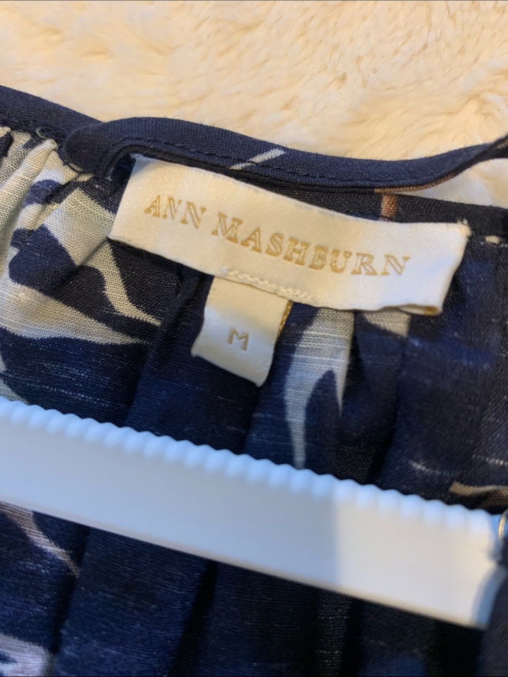 ANN MASHBURN Navy Floral Maxi Dress with Cream and Tan Accents - Picture 2 of 9